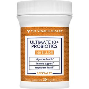 The Vitamin Shoppe Ultimate 10+ Probiotics - Immune Support, Digestive & Respiratory Health - 100 Billion CFUs (30 Vegetable Capsules)