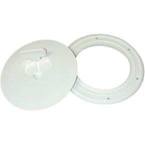 T. H. Marine T-H Marine Boat Hatch Deck Access Plate - Cam-Out Quick Release Round Inspection Hatch Port Hole Cover Plate Includes Textured Waterproof Lid - 8", White