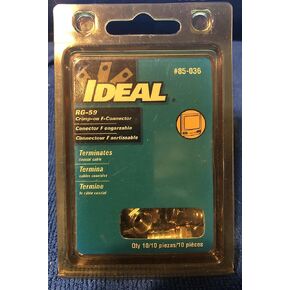 IDEAL INDUSTRIES INC. 85-036 RG-59 F Hex Crimp Connector, (10/Card), Silver