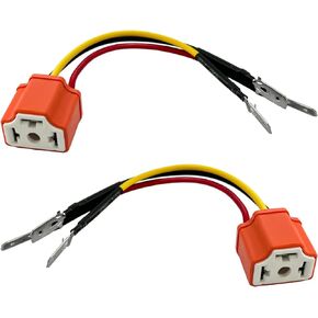 2PCS H4 HB2 9003 Wiring Harness Headlight Socket, 16AWG Ceramic Headlight Connector for Relay Harness, Heavy Duty Pigtail Socket Female Plug Fog Light Retrofit Car Accessories
