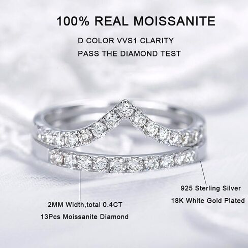 Moissanite Stackable Engagement Rings Eternity Promise Wedding Ring D Color VVS1 925 Sterling Silver Bridal Rings for Women Men in Saudi Arabia