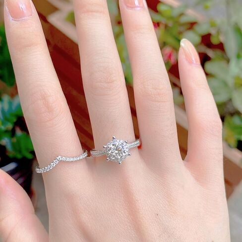 Moissanite Stackable Engagement Rings Eternity Promise Wedding Ring D Color VVS1 925 Sterling Silver Bridal Rings for Women Men in Saudi Arabia