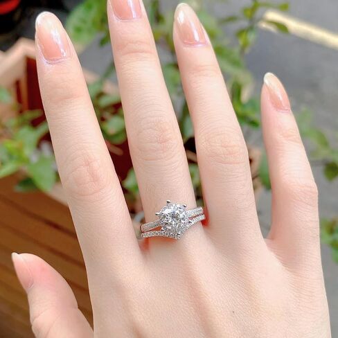Moissanite Stackable Engagement Rings Eternity Promise Wedding Ring D Color VVS1 925 Sterling Silver Bridal Rings for Women Men in Saudi Arabia