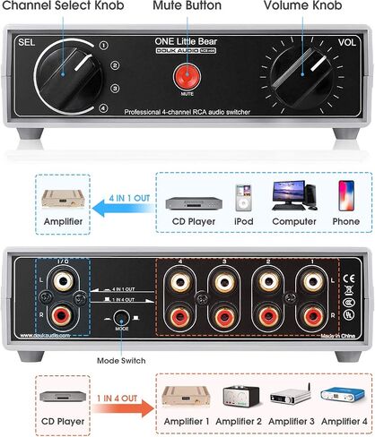 4-Way التناظرية RCA ستيريو الصوت الجلاد الفاصل التحكم في مستوى الصوت Preamp السلبي in Saudi Arabia