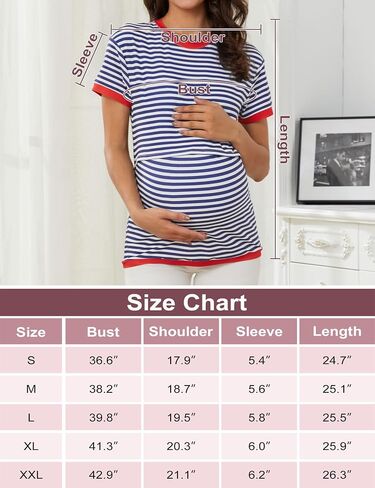 Nursing Top for Women - Short Sleeve Contrast Striped Drop Shoulder T-Shirt - Easy Breastfeeding Access in Saudi Arabia