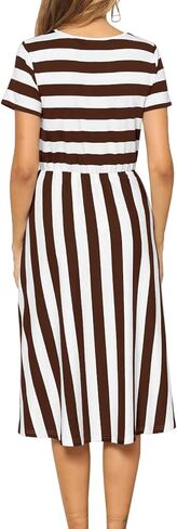 فستان رضاعة نسائي مخطط بطول الركبة، ملابس حمل لاستحمام الطفل مع جيوب in Kuwait