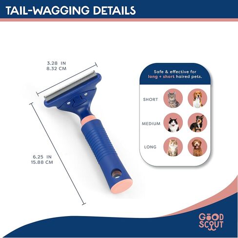 Good Scout 2-Piece Deshedding Tool Set with Comb & Soft Bristle Brush, Best Deshedding Tool for Dogs & Cats, Gentle, Safe & Effective Grooming Tool for Short or Long Haired Animals in Kuwait