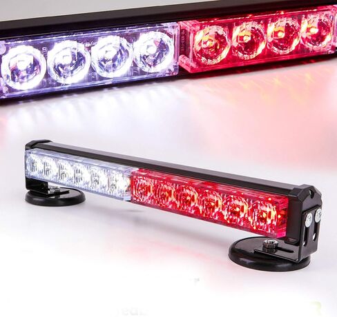 LE-JX أحمر/أبيض، بطارية لاسلكية، مستشار حركة المرور، أضواء الطوارئ، شريط منارة، ضوء تحذير ستروب، فلاش علوي للمخاطر مع قاعدة تثبيت مغناطيسية وقابس قابل لإعادة الشحن 12 فولت (أحمر/أبيض، 12 مصباح LED) in Kuwait