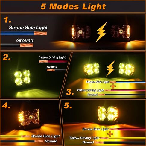 Side Shooter Led Lights, IP68 Waterproof LED Pods with Separate Solid & Strobe Amber Dual Side Cube Driving Lights Compatible with Truck Jeep Motorcycle ATV SUV 4x4 in Saudi Arabia