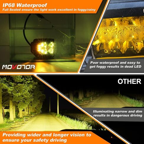 Side Shooter Led Lights, IP68 Waterproof LED Pods with Separate Solid & Strobe Amber Dual Side Cube Driving Lights Compatible with Truck Jeep Motorcycle ATV SUV 4x4 in Saudi Arabia