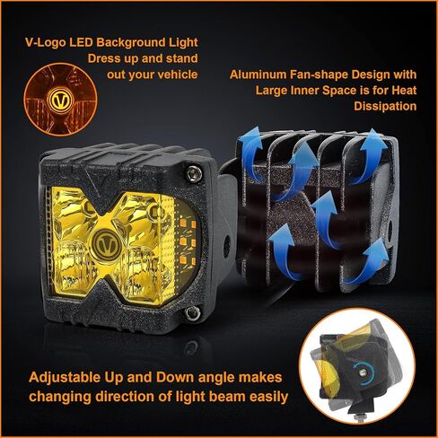 Side Shooter Led Lights, IP68 Waterproof LED Pods with Separate Solid & Strobe Amber Dual Side Cube Driving Lights Compatible with Truck Jeep Motorcycle ATV SUV 4x4 in Saudi Arabia