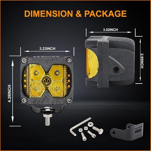 Side Shooter Led Lights, IP68 Waterproof LED Pods with Separate Solid & Strobe Amber Dual Side Cube Driving Lights Compatible with Truck Jeep Motorcycle ATV SUV 4x4 in Saudi Arabia