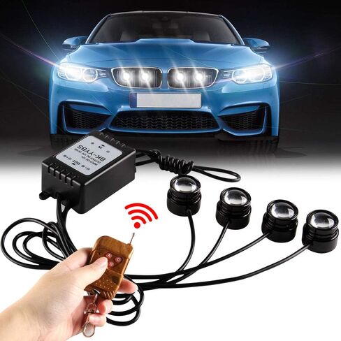 4 In 1 Amber&White LED Eagle Eye Warning Strobe Lights Super Bright And Waterproof With Wireless Remote Control, For Car Truck Motorcycle DRL Eagle Eye Light Warning Traffic Light 12V in Saudi Arabia