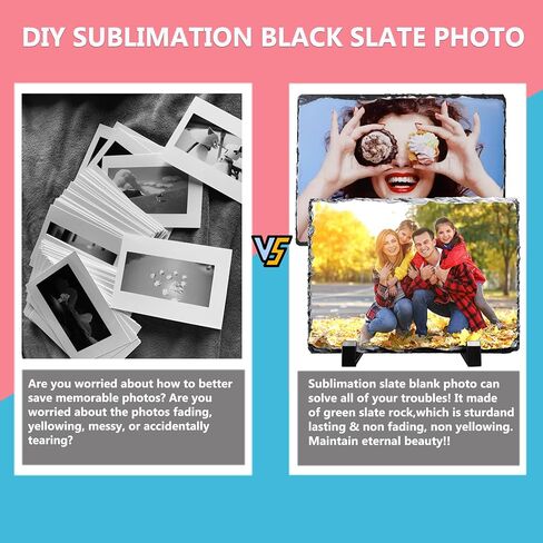 الفراغات لائحة التسامي، لوحة فارغة التسامي 7.7 ''x 5.7'' صورة صخرة لائحة مع حامل العرض وورق الإصدار القابل لإعادة الاستخدام للطفل والأسرة والهدايا التذكارية التخرج (4 حزمة) in Kuwait