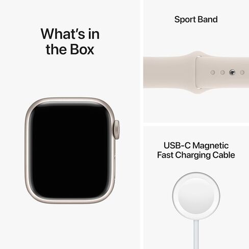 Apple Watch Series 8 (نظام تحديد المواقع العالمي (GPS)، 41 ملم) - هيكل من الألومنيوم ستارلايت مع حزام ستارلايت الرياضي (إصدار مميز متجدد) in Saudi Arabia