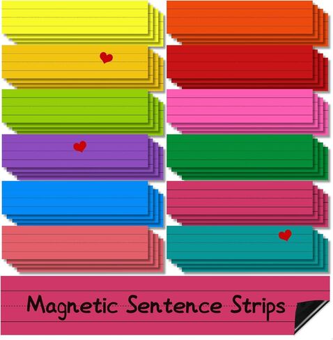 24 Pcs 12×3 Inch Magnetic Sentence Strips for Whiteboard & Classroom - Teachers Dry Erase Magnetic Sentence Strips - Office Supplies - School - Kindergarten in Saudi Arabia