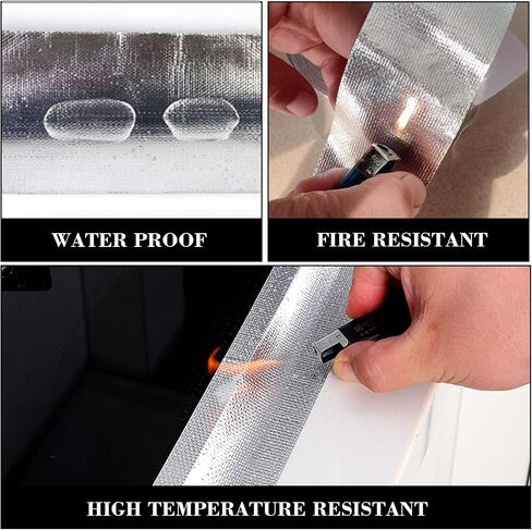 Fiberglass Aluminum Foil Tape | 2 in x 65 FT, 5.9 mil Fiberglass HVAC Silver Duct Tape | High Temperature Insulation Tape for Sealing Dryer Vent, Ductwork | Heat Resistant Tape (1) in Saudi Arabia