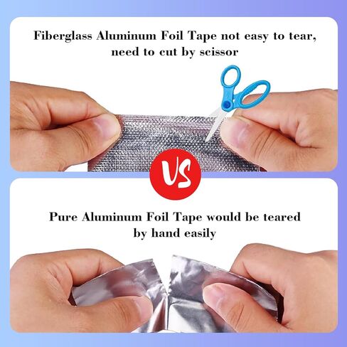 Fiberglass Aluminum Foil Tape | 2 in x 65 FT, 5.9 mil Fiberglass HVAC Silver Duct Tape | High Temperature Insulation Tape for Sealing Dryer Vent, Ductwork | Heat Resistant Tape (1) in Saudi Arabia