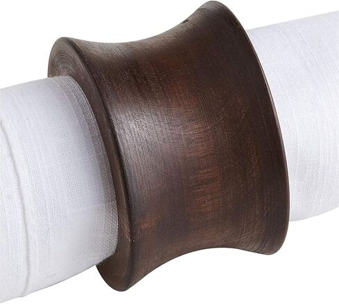 Handmade Concave Wood Napkin Ring Set with 4 Napkin Rings-Artisan Crafted in India in Saudi Arabia