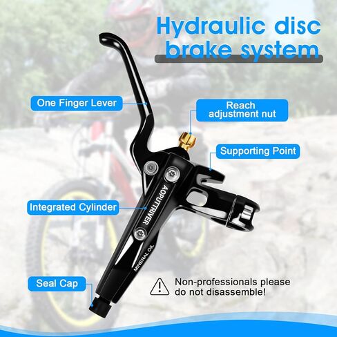 مجموعة فرامل قرصية هيدروليكية بأربعة مكابس للدراجات الجبلية، طقم فرامل قرصية للدراجة مع دوارات قرصية عائمة 180 مم، أمامي يسار 1000 مم خلفي أيمن 1800 مم طقم فرامل قرص هيدروليكي MTB مع قوة فرامل قصوى 610 نيوتن متر in Kuwait