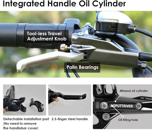 مجموعة فرامل قرصية هيدروليكية بأربعة مكابس للدراجات الجبلية، طقم فرامل قرصية للدراجة مع دوارات قرصية عائمة 180 مم، أمامي يسار 1000 مم خلفي أيمن 1800 مم طقم فرامل قرص هيدروليكي MTB مع قوة فرامل قصوى 610 نيوتن متر in Kuwait