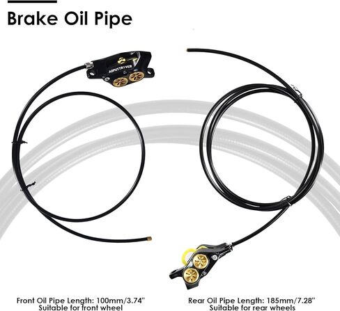 مجموعة فرامل قرصية هيدروليكية بأربعة مكابس للدراجات الجبلية، طقم فرامل قرصية للدراجة مع دوارات قرصية عائمة 180 مم، أمامي يسار 1000 مم خلفي أيمن 1800 مم طقم فرامل قرص هيدروليكي MTB مع قوة فرامل قصوى 610 نيوتن متر in Kuwait