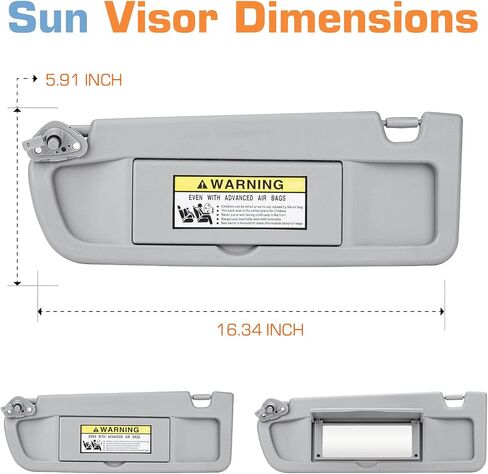 Gray Left Driver & Right Passenger Side Sun Visor Without Light for 2006 2007 2008 2009 2010 2011 Honda Civic EX LX Sedan SI Coupe,Replacement 83280-SNA-A01ZC, 83230-SNA-A01ZC, 1 Pair in Saudi Arabia