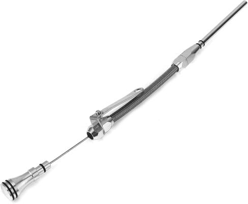 مقياس زيت مرن من الفولاذ المقاوم للصدأ مناسب لمحركات Chevy SB 265 283 327 350 383 400 لـ Chevy 350 مقياس زيت مرن sb 400 لـ 383 sbc جانب الركاب الأسود 307 محرك أنبوب مرن أنبوب كروم لـ in Saudi Arabia