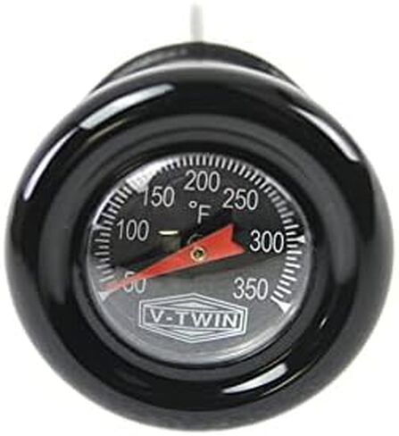 Black Shorty Style Oil Tank Dipstick w/Oil Temperature Gauge - Black Gauge Face w/Orange Needle - Fits 1979-2003 Harley Sportster XL & 1984-1999 Harley Softail Models - Replaces HD Part# 62668-87T in Kuwait