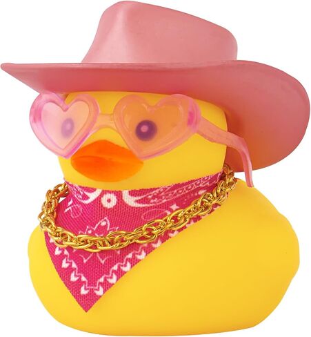 wonuu Car Rubber Cowboy Duck, Yellow Ducks Decoration Dashboard with Cowboy Hat Necklace Sunglasses, Pink in Saudi Arabia