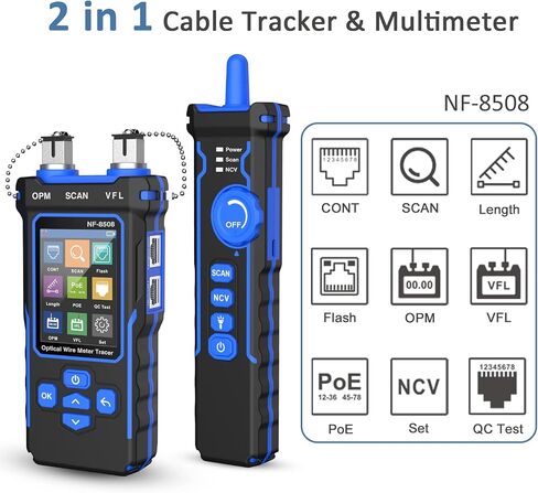 New Upgraded Network Cable Tester with Optical Power Meter VFL, RJ11 RJ45 Cable Toner Ethernet Cable Tester, CAT5 CAT6 Network Tester for Telephone, Ethernet, Video, PoE Ethernet Tester Wire Tracer in Saudi Arabia