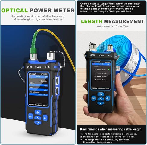 New Upgraded Network Cable Tester with Optical Power Meter VFL, RJ11 RJ45 Cable Toner Ethernet Cable Tester, CAT5 CAT6 Network Tester for Telephone, Ethernet, Video, PoE Ethernet Tester Wire Tracer in Saudi Arabia