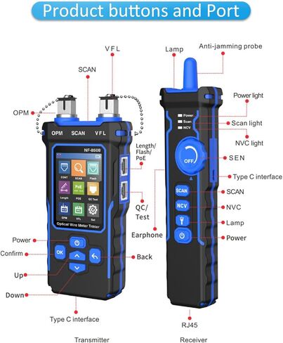New Upgraded Network Cable Tester with Optical Power Meter VFL, RJ11 RJ45 Cable Toner Ethernet Cable Tester, CAT5 CAT6 Network Tester for Telephone, Ethernet, Video, PoE Ethernet Tester Wire Tracer in Saudi Arabia