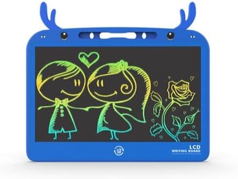 لوحة LCD للكتابة/الرسم التفاعلية الملونة ولوحة قابلة للمسح للأطفال مقاس 13.5 بوصة هدايا عيد الميلاد للأولاد والبنات (أزرق) in Saudi Arabia