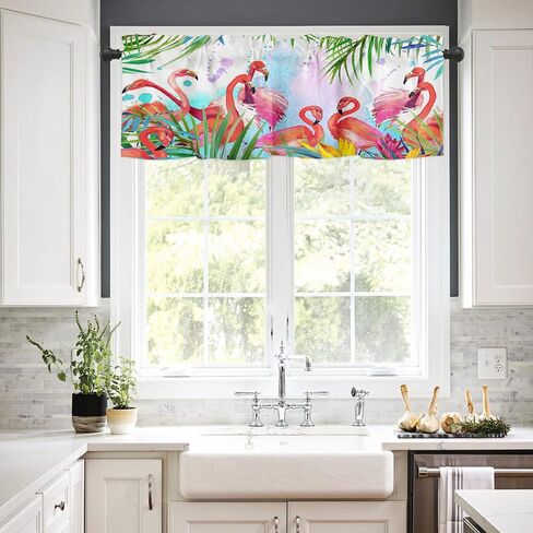 Kitchen Valances for Windows Rod Pocket Modern Farmhouse Curtain Valances for Bathroom Living Room Cactus 1 Panel, 54 x 18 Inch in Saudi Arabia