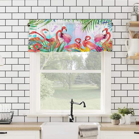 Kitchen Valances for Windows Rod Pocket Modern Farmhouse Curtain Valances for Bathroom Living Room Cactus 1 Panel, 54 x 18 Inch in Saudi Arabia