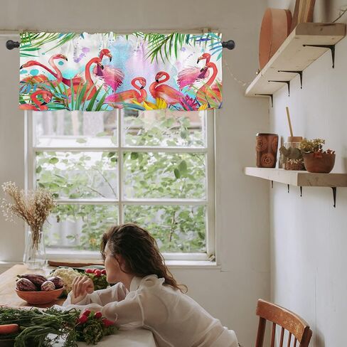 Kitchen Valances for Windows Rod Pocket Modern Farmhouse Curtain Valances for Bathroom Living Room Cactus 1 Panel, 54 x 18 Inch in Saudi Arabia
