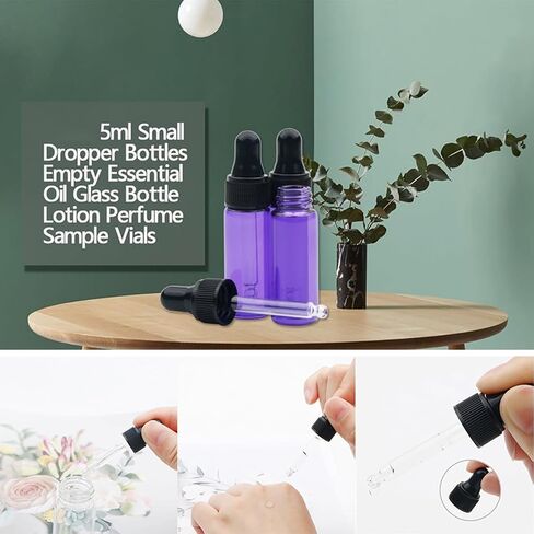 5ml Small Dropper Bottles Empty Essential Oil Glass Bottle Lotion Perfume Sample Vials with Glass Eye Dropper, Pack of 20 in Saudi Arabia