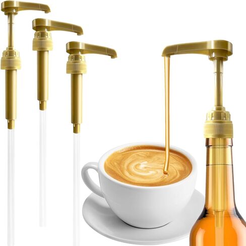 Gold Syrup Pump 4Pcs Pumps for Syrup Bottles Fits 750ml-25.4oz Bottles Syrup Pump Dispenser with No Dripping Coffee Syrup Pump Dispenser for Torani Monin DaVinci Jordan's Skinny and Upouria in Kuwait