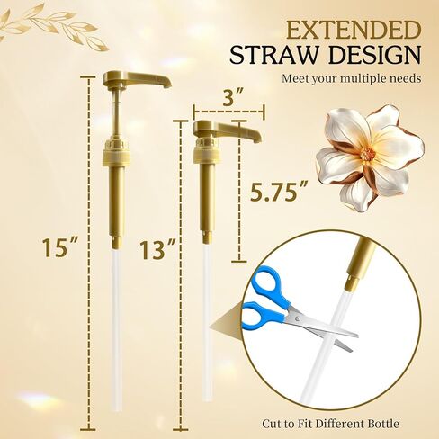 Gold Syrup Pump 4Pcs Pumps for Syrup Bottles Fits 750ml-25.4oz Bottles Syrup Pump Dispenser with No Dripping Coffee Syrup Pump Dispenser for Torani Monin DaVinci Jordan's Skinny and Upouria in Kuwait