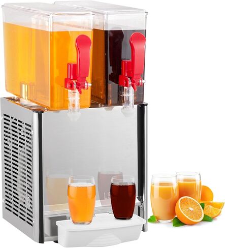 Commercial Beverage Dispenser, Towallmark 2 Tanks 5.28 Gallon 20L Commercial Juice Dispenser, 10 Liter Per Tank, 280W Stainless Steel Food Grade Ice Tea Drink Dispenser with Thermostat Controller in Saudi Arabia