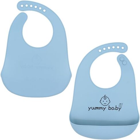 Yummy Baby Silicone Baby Bib for Babies & Toddlers, Cute, BPA Free Unisex Soft Adjustable Fit Waterproof, Easy Clean, Feeding Bib (Yellow) in Saudi Arabia