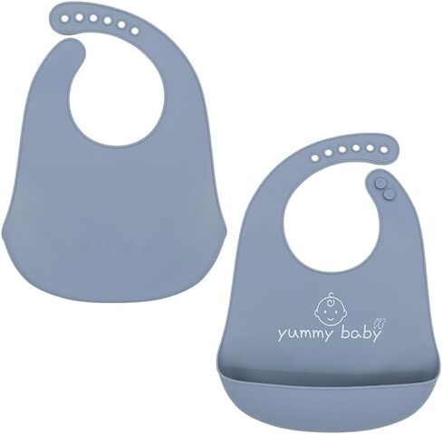 Yummy Baby Silicone Baby Bib for Babies & Toddlers, Cute, BPA Free Unisex Soft Adjustable Fit Waterproof, Easy Clean, Feeding Bib (Yellow) in Saudi Arabia