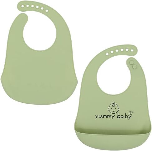 Yummy Baby Silicone Baby Bib for Babies & Toddlers, Cute, BPA Free Unisex Soft Adjustable Fit Waterproof, Easy Clean, Feeding Bib (Yellow) in Saudi Arabia
