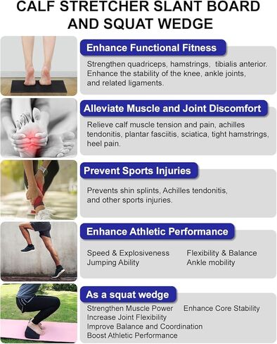 لوح مائل لنقالة الساق وإسفين القرفصاء، نقالة الساق إسفين للعلاج الطبيعي ونقالة اللفافة لتخفيف التهاب وتر العرقوب، وتخفيف آلام الساق، نقالة الساق لتعزيز الأداء الرياضي in Kuwait