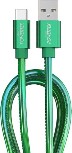 LIQUIPEL Powertek Metallic Shine USB Type C Charger Cable, 6ft Fast Charging USB C Cord, Adapter for Car, Galaxy, Android, Note, MacBook, Nintendo, PlayStation, Chromebook, Pixel (Green) in Kuwait