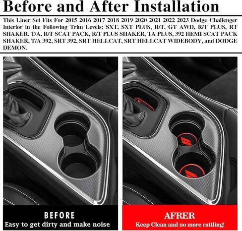 Anti Dust Mats for Dodge Challenger Accessories 2015 2016 2017 2018 2019 2020 2021 2022 2023,Custom Fits Cup Holder Liners Mats Door Pocket Center Console Liners, 11pcs/kit (Red) in Saudi Arabia