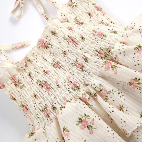 KMBANGI Newborn Baby Girl Summer Romper Dress Sleeveless Floral Elasticated Bust Ruffle Jumpsuit with Bow Headband in Saudi Arabia