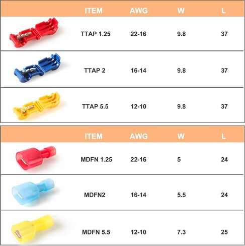 120 PCS/60 Pairs T Tap Wire Connectors - Red 22-16AWG Waterproof Wire Tap Connectors, T Taps for Wiring Automotive, Self Stripping Quick T Splice Electrical Wire Connectors Terminals Kit in Saudi Arabia