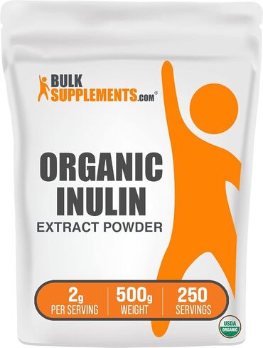 BULKSUPPLEMENTS.COM مسحوق مستخلص الإنولين العضوي - مكمل الألياف، مصدره مسحوق إنولين الصبار العضوي - مسحوق إنولين عضوي، خالي من الغلوتين - 2 جرام لكل وجبة، 500 جرام (1.1 رطل) (عبوة من قطعة واحدة) in Saudi Arabia